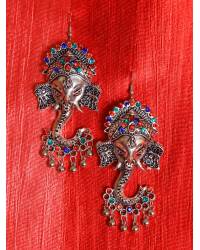 Buy Online Crunchy Fashion Earring Jewelry Oxidised  Silver with Red&Yellow Pearls Multi Layer Necklace   CFN0850