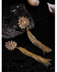 Buy Online Royal Bling Earring Jewelry Three AD Row Black Drop Earrings Jewellery CFE0310