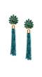 Green Crystal Beaded Tassel Earrings