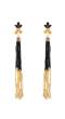 Black & Gold-Toned Contemporary Drop Earrings