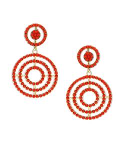 Red Beaded Hoops Earrings