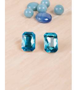 Sky Blue Crystal Solitaire Stone Stud Earrings