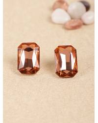 Buy Online Crunchy Fashion Earring Jewelry Big Golden Crystal Solitaire Stone Ring. Jewellery CFR0394