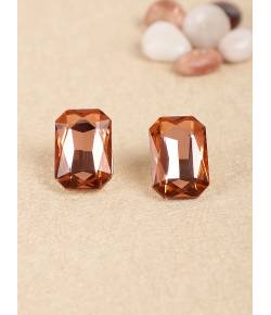 Peach Crystal Solitaire Stone Stud Earrings