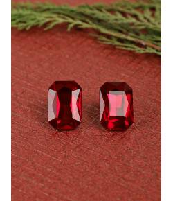 Big Red Crystal Solitaire Stone Stud Earrings