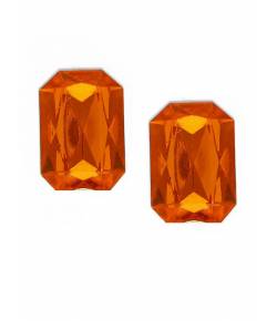 Big Orange Crystal Solitaire Stone Stud Earrings