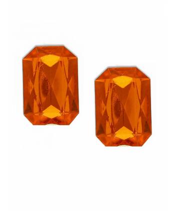 Big Orange Crystal Solitaire Stone Stud Earrings