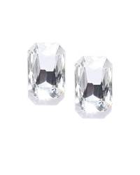 White Crystal Solitaire Stone Stud Earrings