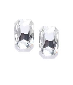 White Crystal Solitaire Stone Stud Earrings