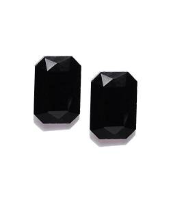 Black Crystal Solitaire Stone Stud Earrings