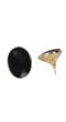 Gold Plated Black Crystal Studs Earrings