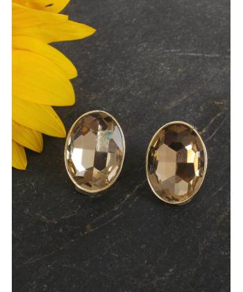 Gold Plated Gold Crystal Studs Earrings