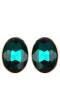 Gold Plated Green Crystal Studs Earrings
