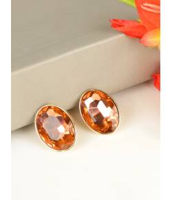 Gold Plated Golden Crystal Studs Earrings