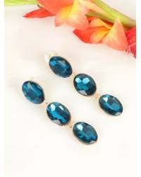 Buy Online Royal Bling Earring Jewelry Blue Crystal Golden Plated Necklace Earrings Set Jewellery CFS0282
