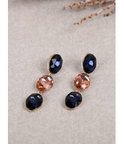 Luxuria Sparkling Blue& Golden Sapphire Stone Long Drop-Earrings