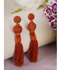 Brown Drop Tassel Earrings 