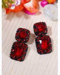 Buy Online Royal Bling Earring Jewelry Floral Petite Red stone Silver Earrings Jewellery RAE0328