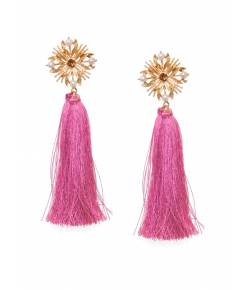 Bohemian Pink Tassel Earrings
