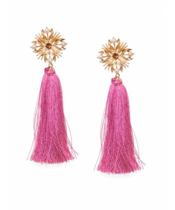 Bohemian Pink Tassel Earrings