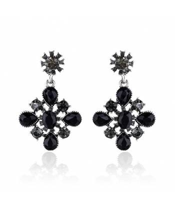 Black Crystal Drop & Dangler Earrings 