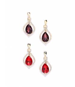Missa  Deep Brown & Red Crystal Earrings