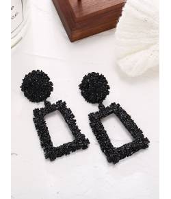 Big Vintage Black Color Geometric Statement Earring
