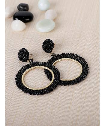 Black Beaded Handcrafted Earring