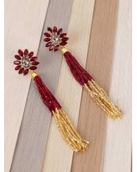 Buy Online Crunchy Fashion Earring Jewelry Red Crystal Golden-Red Beaded Tassel Earrings Handmade Beaded Jewellery CFE1551
