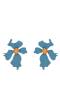 Blue Big Metal Flower Drop Dangle Earring