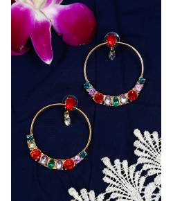 Gold Plated Round Drop Earrings 