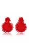 Red Round Bohomian Handmade Drop Earrings 