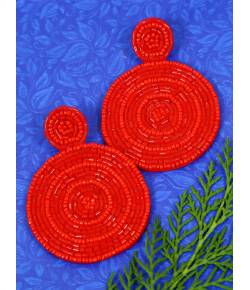 Boho Beaded Red Handcrafted Drop Earrings 