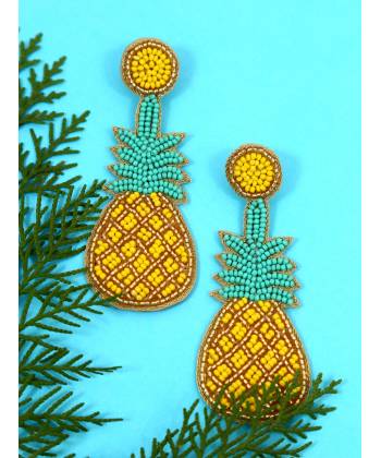 Green & Yellow Pineapple Dangler Earrings 