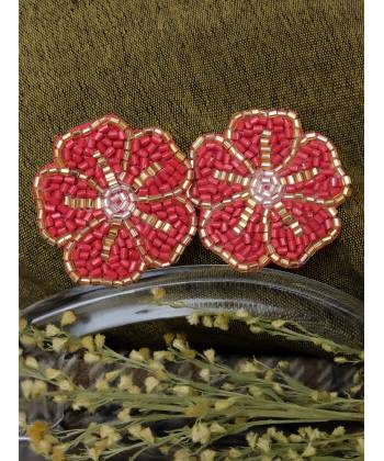 Red Bohemian Handmade Drop Earrings 