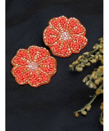 Boho Hnadmade Orange Flower Drop Earrings 