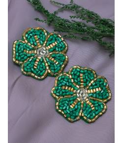 Boho Hnadmade Green Flower Drop Earrings 