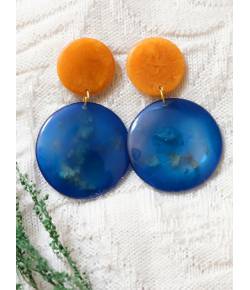 Orange and Blue Round Drop & Dangler Earrings