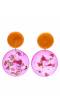 Orange and Pink Round Drop & Dangler Earrings