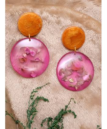 Orange and Pink Round Drop & Dangler Earrings