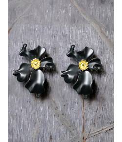 Black Metal Flower Drop Earrings CFE1616