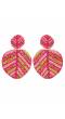 Boho Beaded Leaf Shape Pink Handcrafted  Drop Earrings CFE1625    N