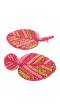 Boho Beaded Leaf Shape Pink Handcrafted  Drop Earrings CFE1625    N