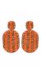 Boho Beaded Oval Shape Orange Handcrafted Drop Earrings CFE1629
