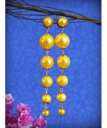 Western Yellow Gold Plated Pearl Dangler Earring CFE1648