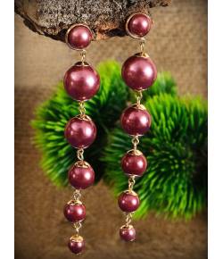 Western Rose Gold plated Pearl Long Dangler Earring CFE1649