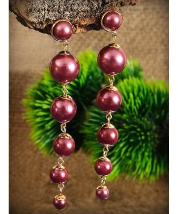 Western Rose Gold plated Pearl Long Dangler Earring CFE1649