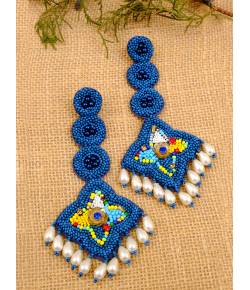 Boho HnadMade Blue Stylish Drop Dangler Earring CFE1681