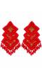 Boho Style HandMade Red Pearls Drop Dangler Earring CFE1690