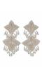 Off-White Beads Studded Handcrafted Contemporary Star Design Drop Earrings CFE1691